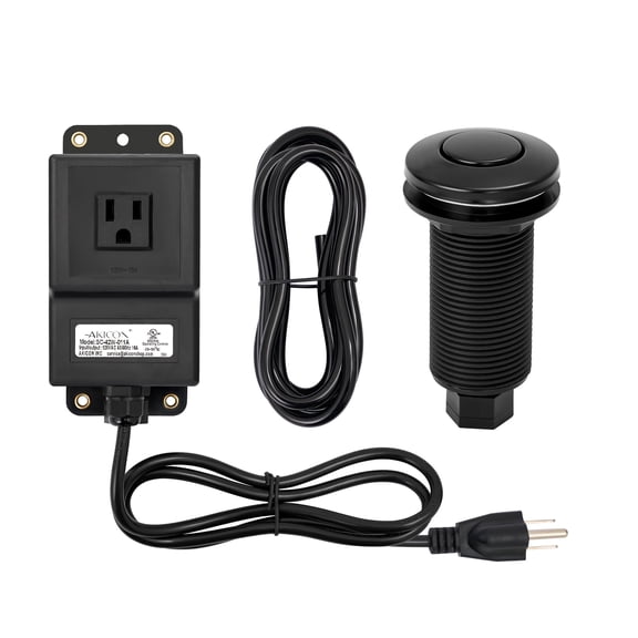 Akicon Garbage Disposal Air Switch Kit, Single Outlet Sink Top Counter Top Air Switch, On/Off Garbage Disposal Button for Food Waste Disposer, UL Listed (Matte Black)