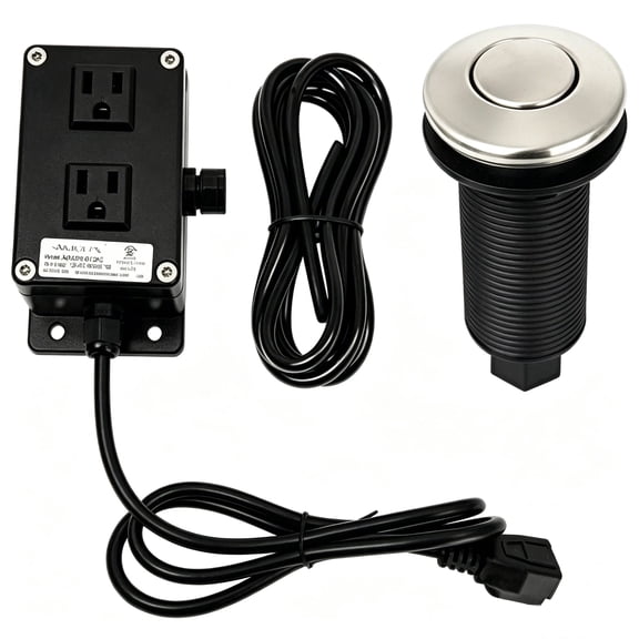 Akicon Garbage Disposal Air Switch Kit, Dual Outlet Sink Top Counter Top Air Switch, On/Off Garbage Disposal Button for Food Waste Disposer, UL Listed Brushed Nickel