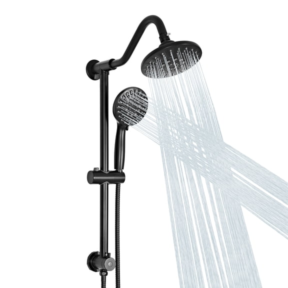 Akicon High Pressure Rain Shower Head with Handheld Spray Combo, Dual Shower Head with 6 Spray Modes, Rainfall Showerhead System with Adjustable Height Slide Bar for Bathroom, 3-Way Diverter