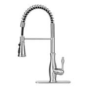 Akicon Kitchen Faucet with Pull Down Sprayer, 3-Function Spring Kitchen Sink Faucets with Deck Plate, 304 Stainless Steel, 1 or 3 Hole Installation, Brushed Nickel