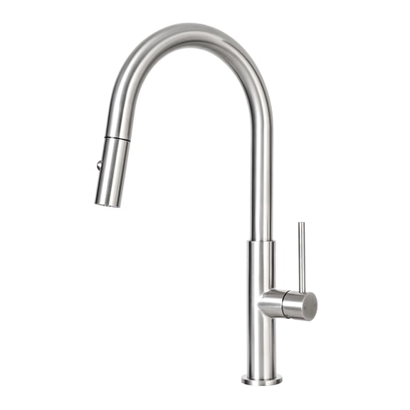 Akicon Kitchen Faucet with Pull Down Sprayer, Single Hole Kitchen Sink Faucets, 304 Stainless Steel, Dual-Function Faucet for Sink Farmhouse, Brushed Nickel