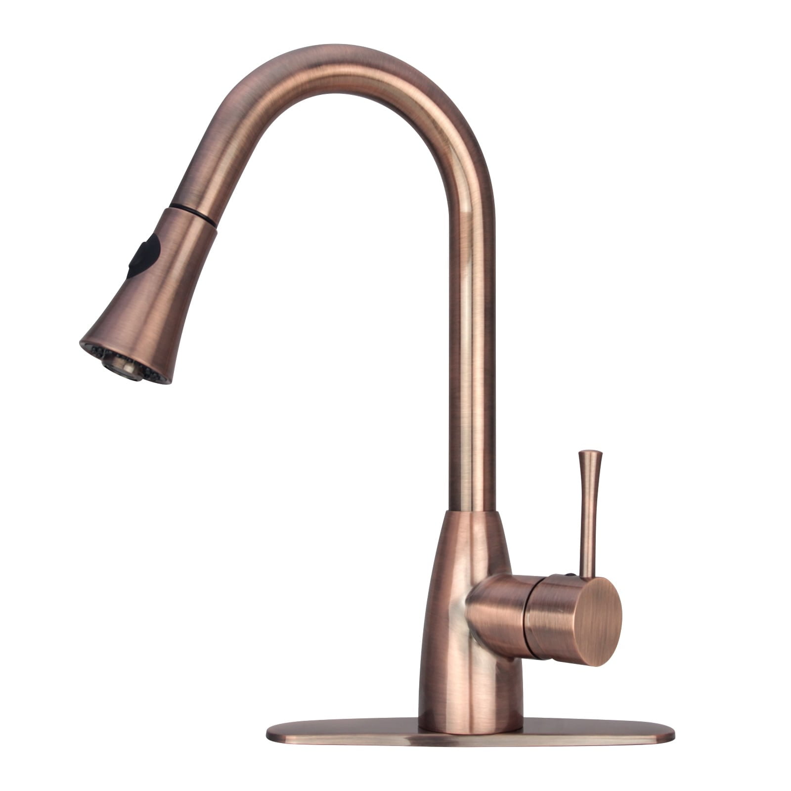 Antique Copper Single Handle Kitchen Faucet with Pull-out Spray
