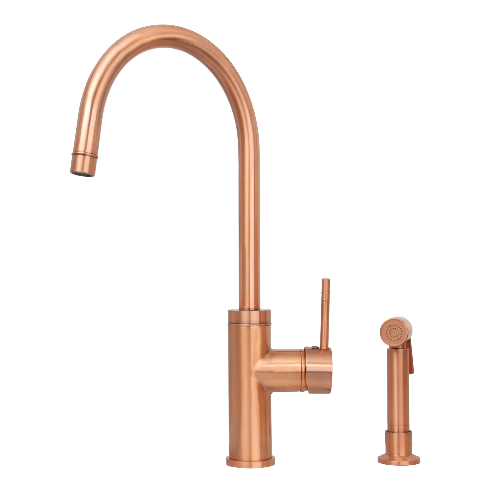 Copper Single Handle Kitchen Faucet with Side Spray