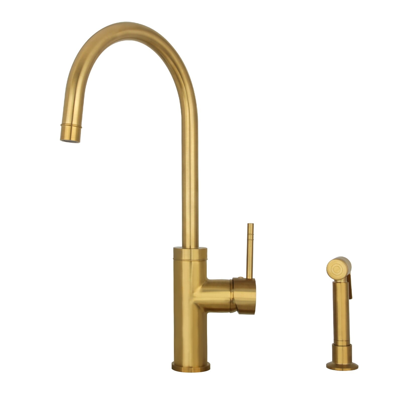 Brushed Gold Brass Single Handle Kitchen Faucet with Side Spray