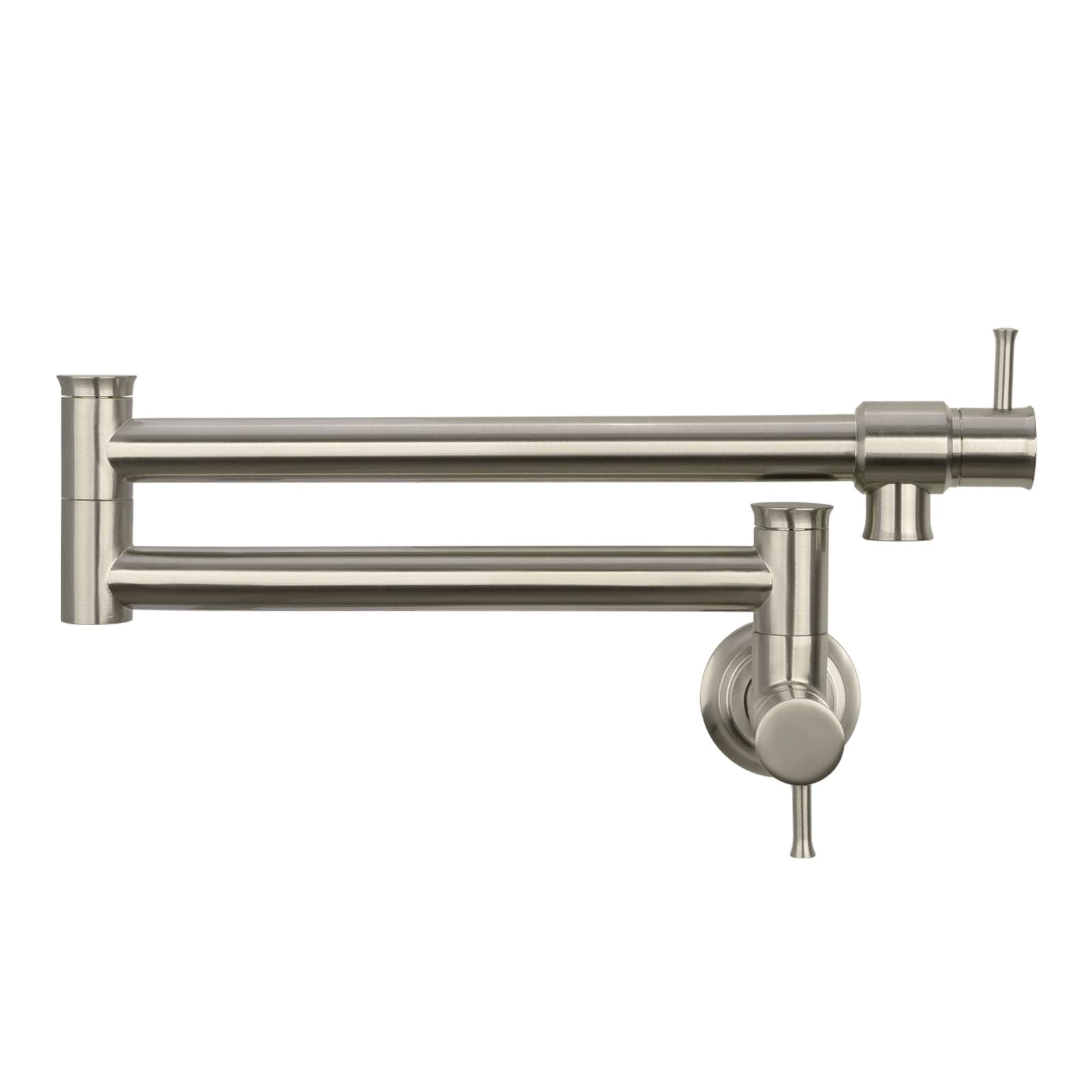 Brushed Nickel Double Joint Wall Mount Pot Filler Faucet