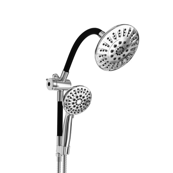 Akicon Rain Shower Head with Handheld Spray Combo, 6-Setting High Pressure Dual Shower Head with Bendable Goose Neck Shower Arm, Rainfall Showerhead System for Bathroom
