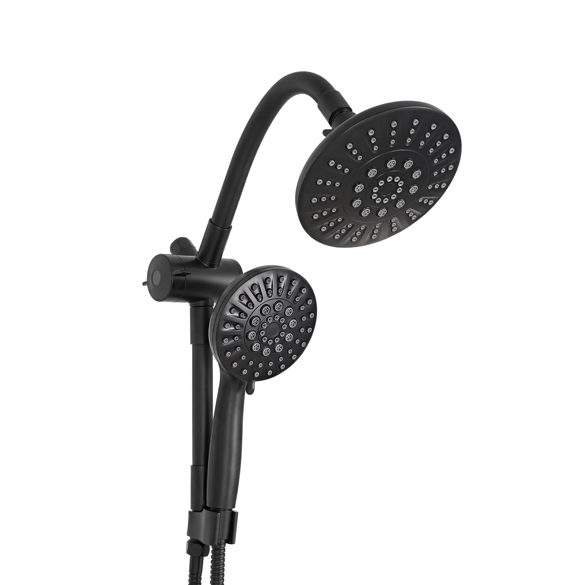 Akicon Rain Shower Head with Handheld Spray Combo, 6-Setting High Pressure Dual Shower Head with Bendable Goose Neck Shower Arm, Rainfall Showerhead System for Bathroom
