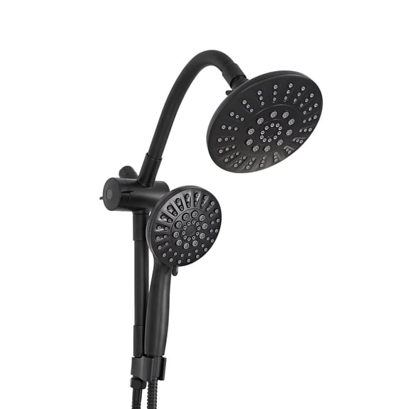 Akicon Rain Shower Head with Handheld Spray Combo, 6-Setting High Pressure Dual Shower Head with Bendable Goose Neck Shower Arm, Rainfall Showerhead System for Bathroom
