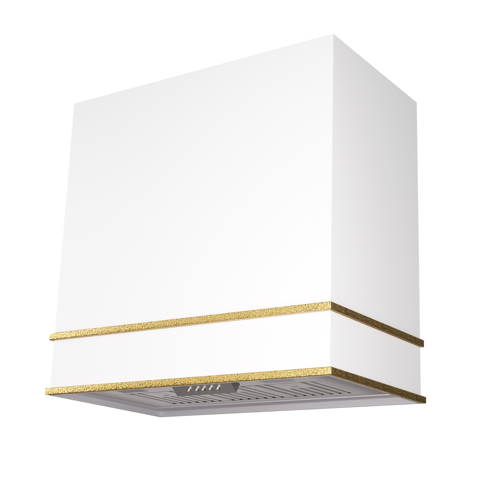 White and Gold 30-Inch Stainless Steel Wall-Mounted Range Hood