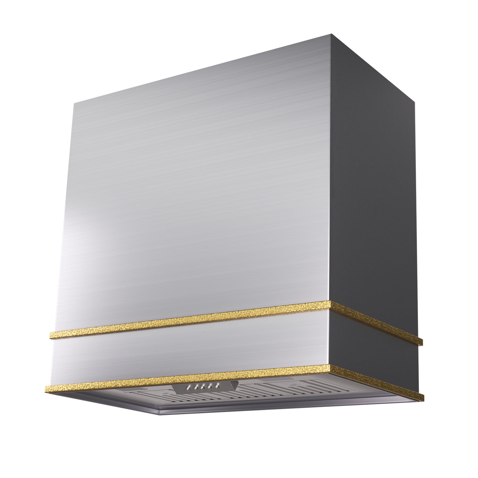 30" Brushed Stainless Steel and Gold Wall Mounted Range Hood