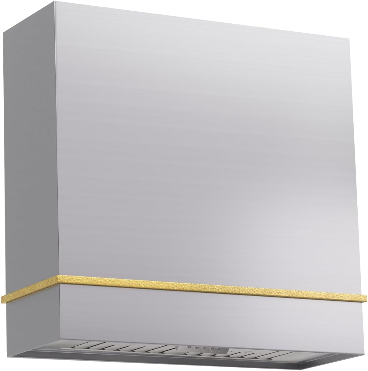 30" Brushed Stainless Steel and Gold Wall Mount Range Hood