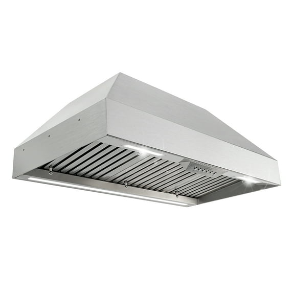 Akicon Range Hood 36 Inch, 600 CFM Stainless Steel Range Hood Insert with 4 Speed Control, 2-LED Lights & Nightlight, Baffle Filters