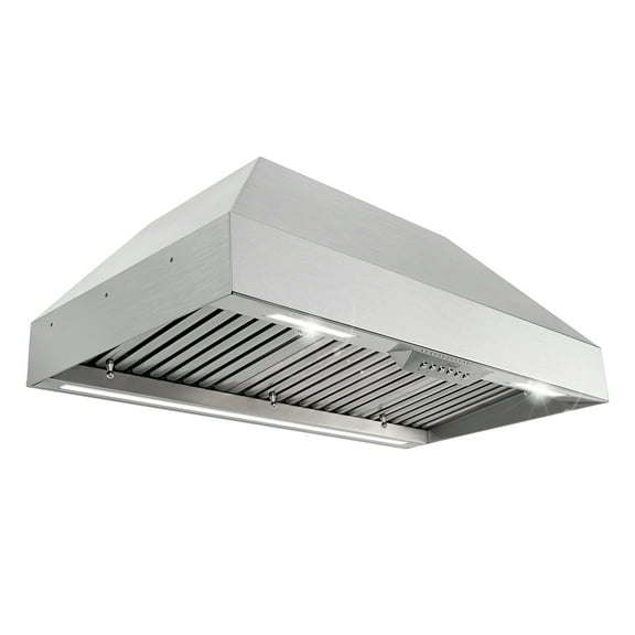 Akicon Range Hood 36 Inch, 600 CFM Stainless Steel Range Hood Insert with 4 Speed Control, 2-LED Lights & Nightlight, Baffle Filters