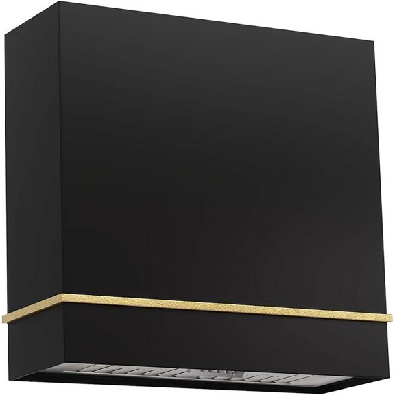 Akicon Range Hood 36 Inch, 600 CFM Stainless Steel Vent Hood with Powerful Range Hood Insert, Modern Square Kitchen Hood with 3 Speed Control, LED Lights, Baffle Filters, Wall Mounted (AK-HS36HA-JBG)