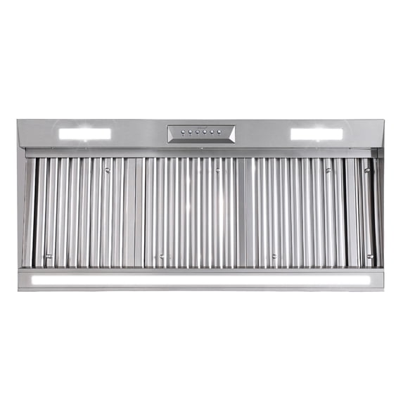 Akicon Range Hood 42 Inch, 1200 CFM Stainless Steel Range Hood Insert with 4 Speed Control, 2-LED Lights & Nightlight, Baffle Filters