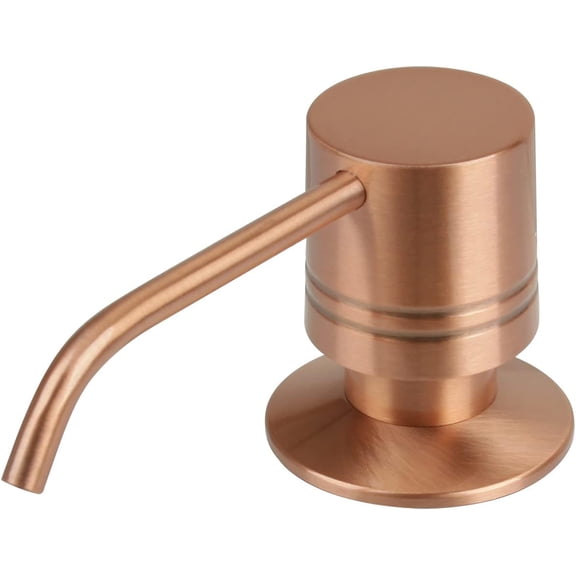 Akicon Soap Dispenser for Kitchen Sink, Brass Body Refill from Top, Built in Design with Large Liquid Soap 17 OZ Bottle (Copper)
