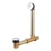Akicon Solid Brass Bathtub Drain Kit, 1-1/2 Inch Tip-Toe Stopper Tub Waste and Overflow with Rotatable Waste Tee Complete Installation Hardware