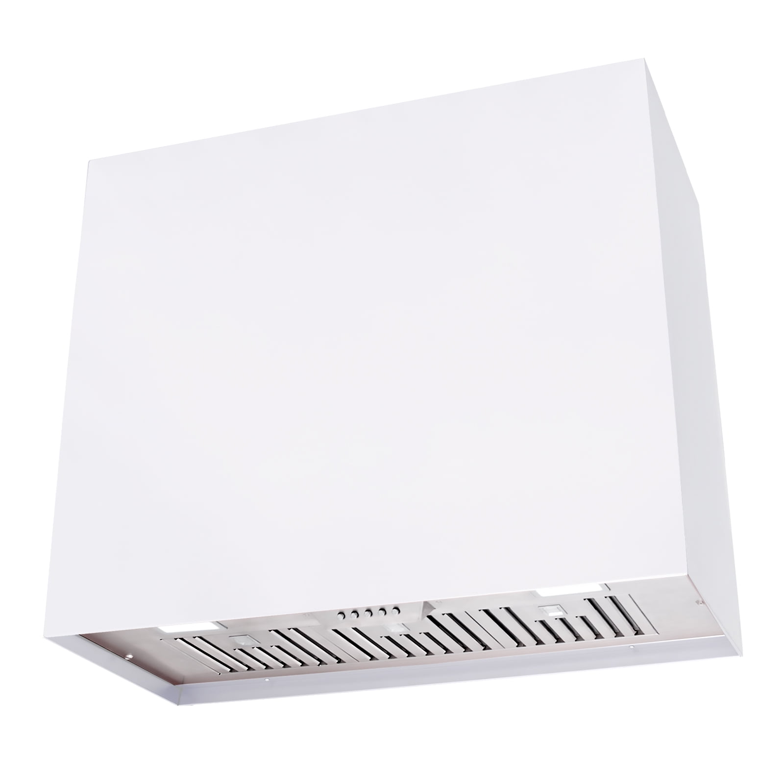 Akicon Stainless Steel Range Hood, Modern Box Kitchen Hood with Powerful Vent Motor, Wall Mount, 36”W*30”H*14”D, Signal White (AK-HS36H-SW)