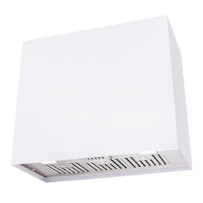 Akicon Stainless Steel Range Hood, Modern Box Kitchen Hood with Powerful Vent Motor, Wall Mount, 36W*30H*14D, Signal White (AK-HS36H-SW)