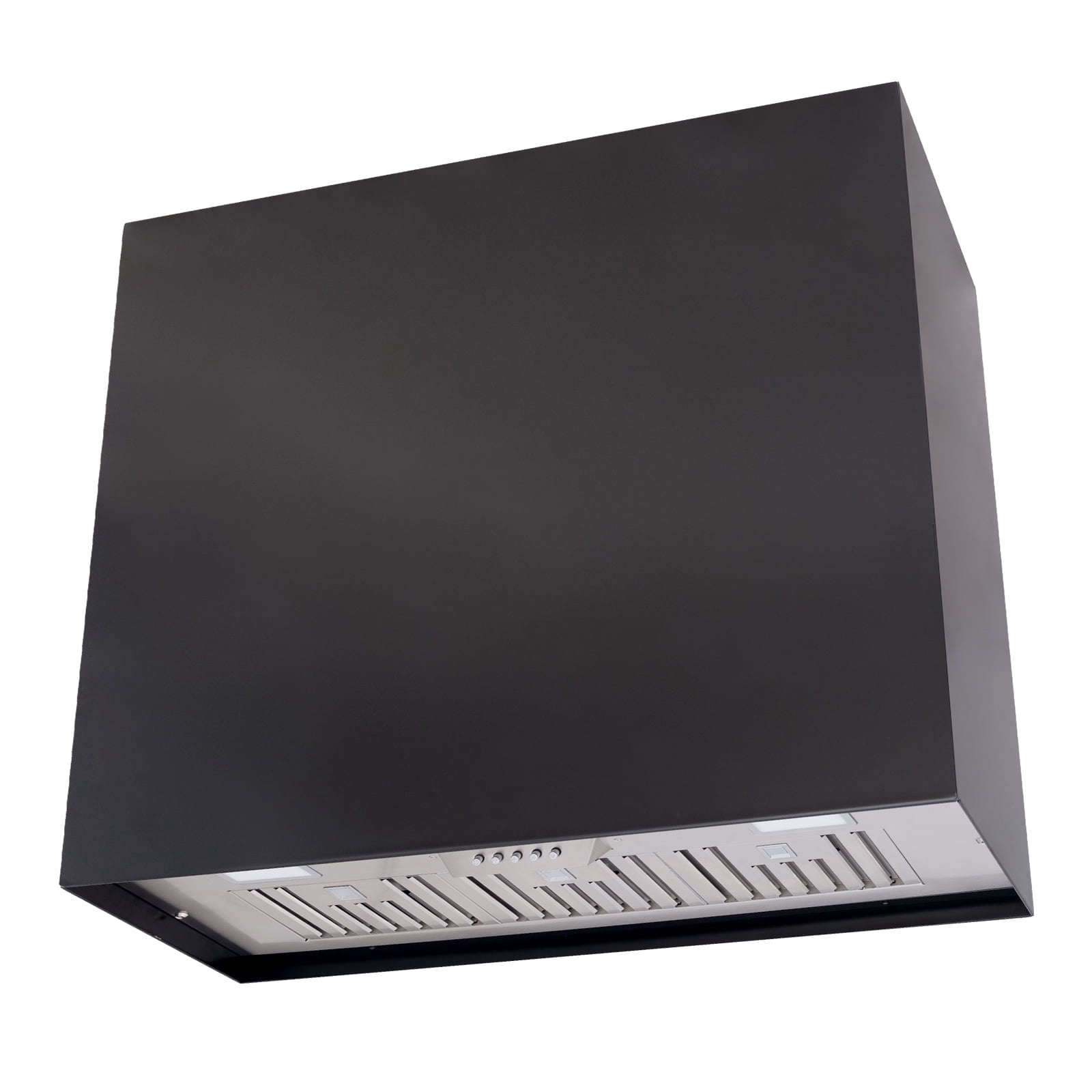 Akicon Stainless Steel Range Hood, Modern Box Ducted Kitchen Hood with Powerful Vent Motor, Wall Mount, 36"W*30"H*14"D, Jet Black
