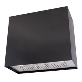 Akicon Stainless Steel Range Hood, Modern Box Ducted Kitchen Hood with Powerful Vent Motor, Wall Mount, 36"W*30"H*14"D, Jet Black