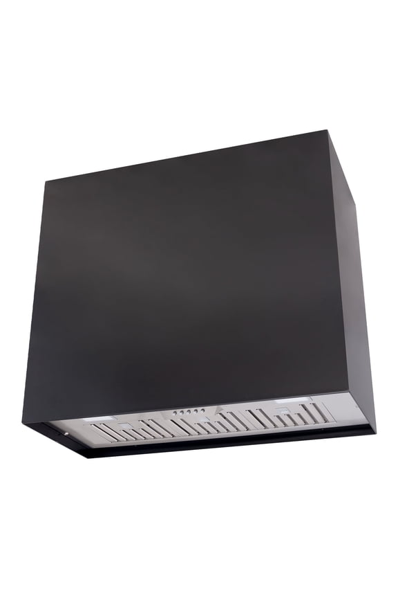 Stainless Steel Range Hood, Modern Box Ducted Kitchen Hood with Powerful Vent Motor, Wall Mount, 36"W*30"H*14"D, Jet Black