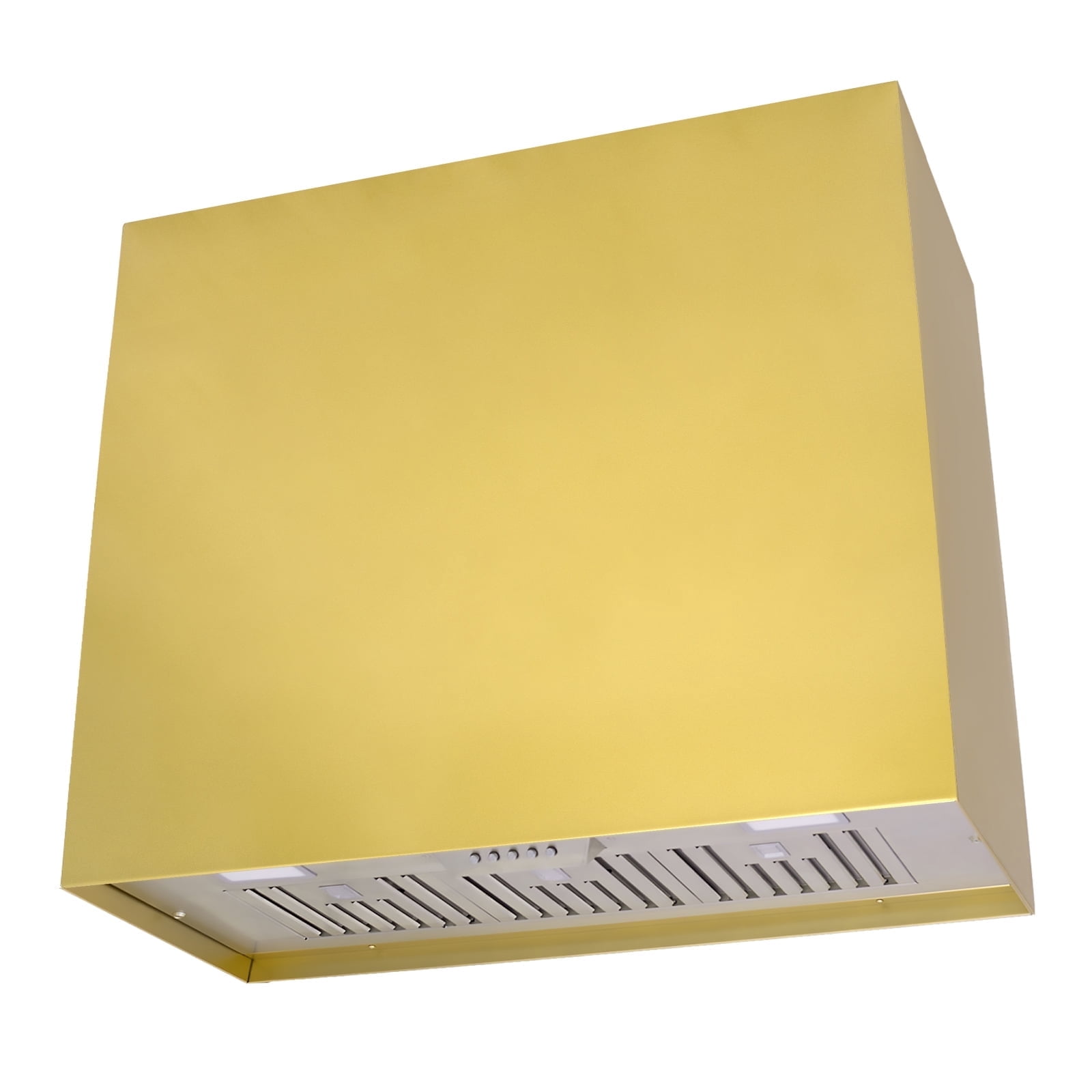 Akicon Stainless Steel Range Hood, Modern Box Ducted Kitchen Hood with Powerful Vent Motor, Wall Mount, 36"W*30"H*14"D, Matte Gold