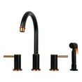 thumbnail image 1 of Akicon Two-Handles Widespread Kitchen Faucet with Side Sprayer Black + Rose Gold, 1 of 5