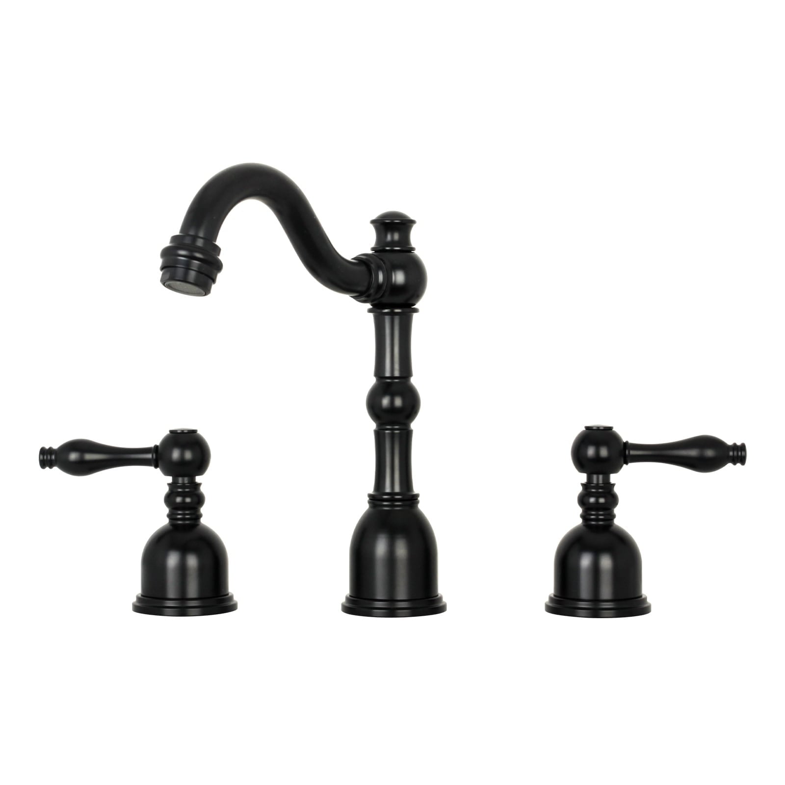 Matte Black Brass Widespread Two-Handle Bathroom Faucet