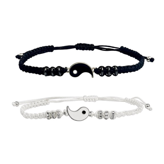 Akifronte HFLWYWD Yin Yang Bracelets,Tai Chi Bagua Bracelet,Tai Chi Pattern Couples Bracelets Hand Rope Forever Love Weaving Rope Link Bracelet,Jewelry Gift for Women Men
