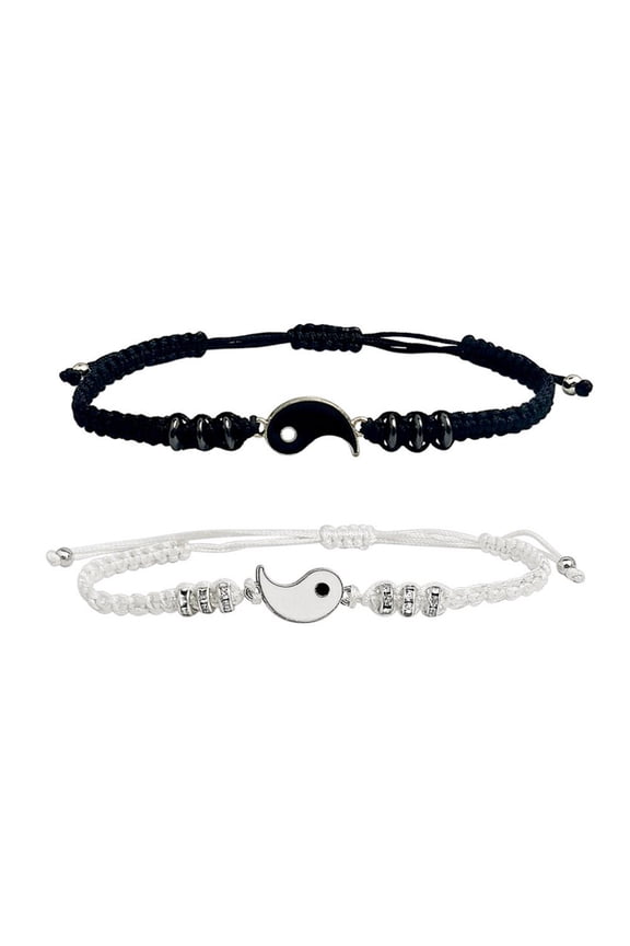 HFLWYWD Yin Yang Bracelets,Tai Chi Bagua Bracelet,Tai Chi Pattern Couples Bracelets Hand Rope Forever Love Weaving Rope Link Bracelet,Jewelry Gift for Women Men