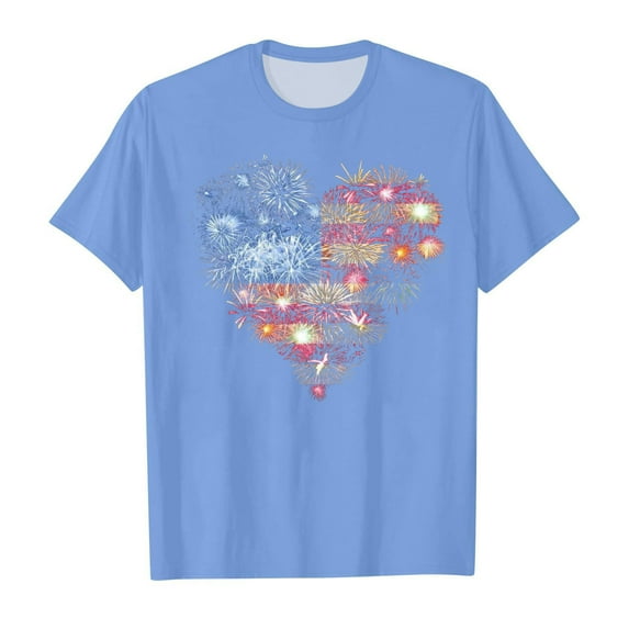 Akiihool 4th of July Toddler Shirt American Flag Girls 4th of July Shirt USA Patriotic Kids T-Shirt (Light Blue,3-4 Years)
