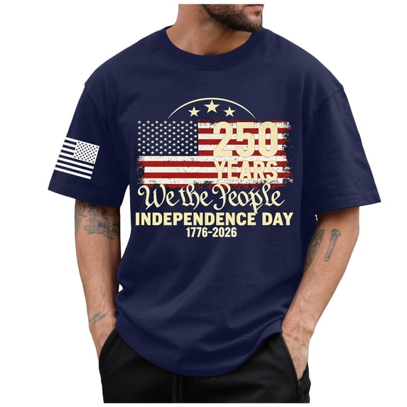 Akiihool America 250 Jersey Mens T-Shirt Casual Stretch Solid Crewneck Short Sleeve Tees Textured Shirts,Size M