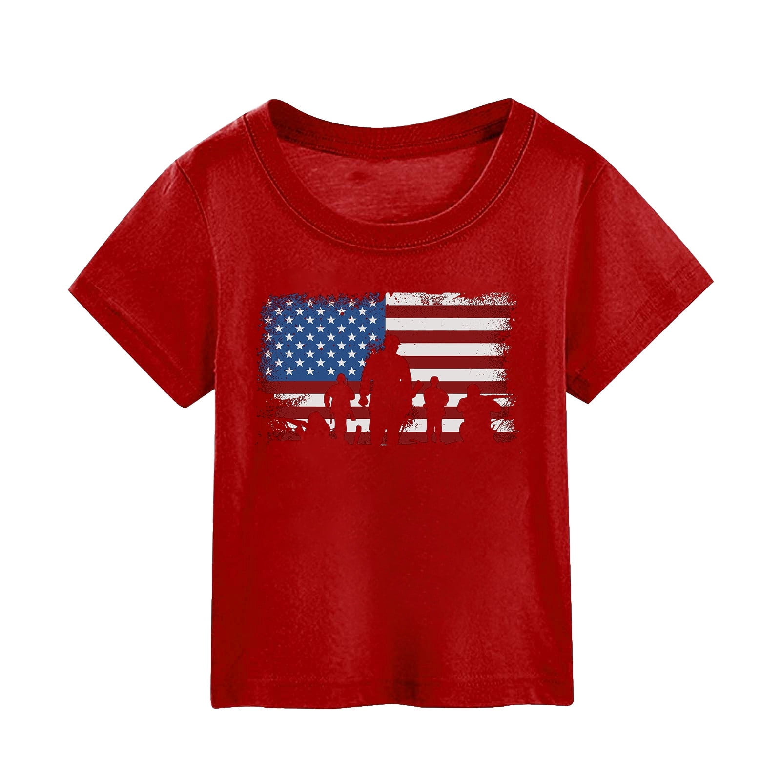 Girls Grey American Flag Pledge T-Shirt by ML Kids main image 1