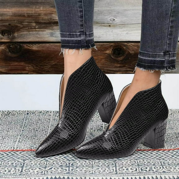 Akiihool Ankle Boots for Women Wide Width Women's Wedge Boots Elastic Ankle Boots Strap shoes (Black,7.5)