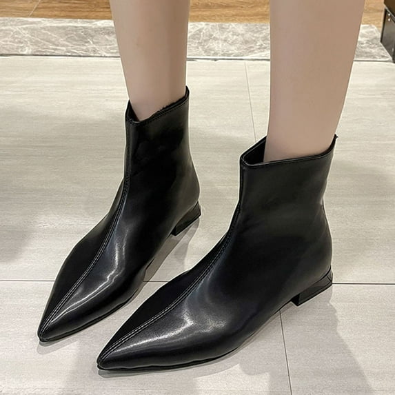 Akiihool Ankle Boots for Women Wide Width Womens Platform Ankle Boots Elastic Block Heel Women Snow Boots Winter Shoes Warm Slip On (Black,6.5)