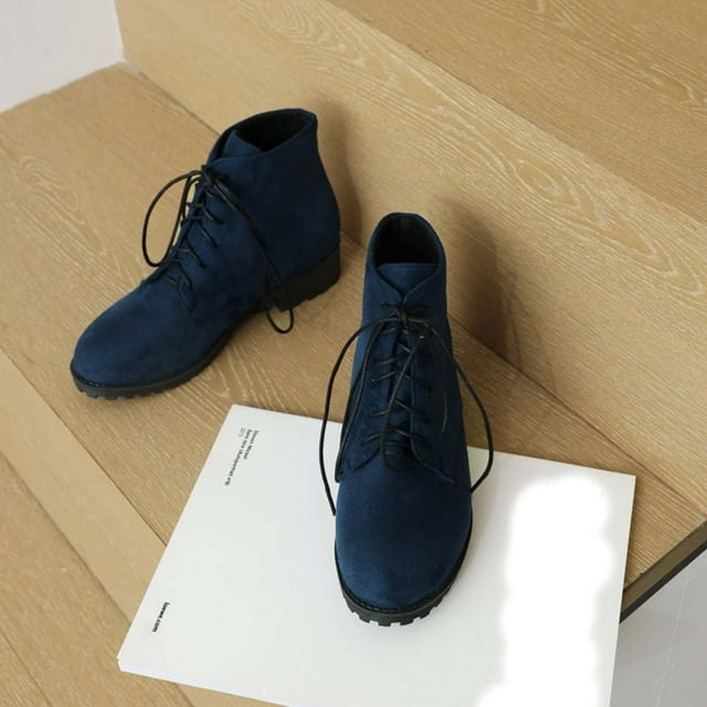 lug sole low heel leather ankle boots