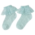 thumbnail image 1 of Akiihool Ankle Socks for Girls Lace Turn Dress Cute Lace Socks, Green S, 1 of 4