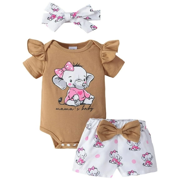 Akiihool Baby Bodysuit Girl Baby Girls Short Sleeve Onesies Bodysuits Multiple pieces (Brown,6-9 Months)