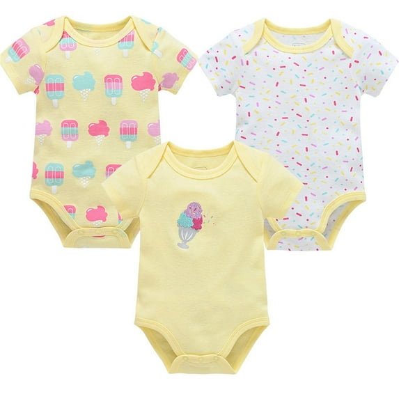 Akiihool Baby Bodysuit Unisex Baby Funny Outfit Short Sleeve Bodysuits Romper (Light Yellow,6-9 Months)