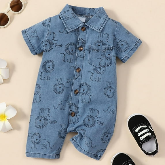Akiihool Baby Boy Clothes Rompers Solid Jumpsuit Bodysuit Boys Summer (Blue,0-3Months)