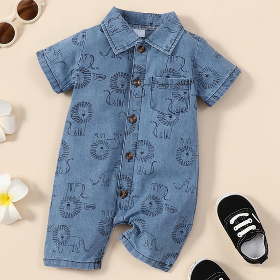 Akiihool Baby Boy Clothes Rompers Solid Jumpsuit Bodysuit Boys Summer (Blue,9-12Months)