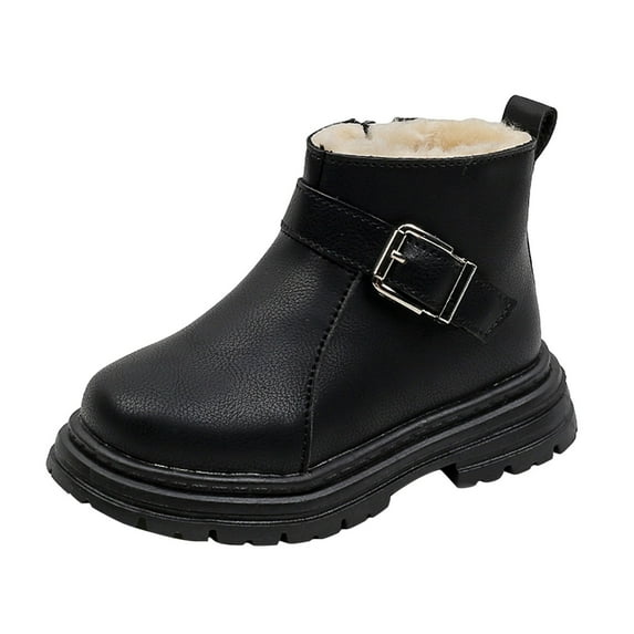 Akiihool Baby Boy Girl High Top Shoes Leather Unisex First Walking Shoes (Black,9)