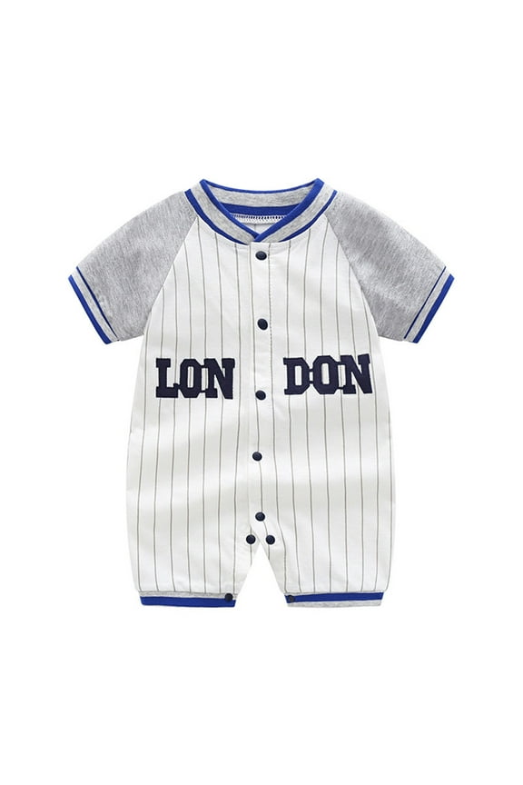 Baby Boy Romper Bodysuit Solid Short Sleeve Cotton Romper Outfits Baby Clothes, Blue Size 6-9 Months