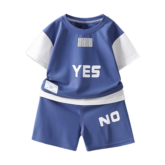 Akiihool Baby Boy Shorts Set Toddler Kids Boy Summer Clothes 6 12 18 24 Months 2T 3T 4T Short Sleeves Shirt Tops & Casual Shorts Outfit Set(Blue,5-6 Years)