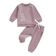 thumbnail image 1 of Akiihool Baby Boy Sweatshirt Toddler Baby Boy Clothes Long Sleeve Sweatshirt Pants Set Fall Winter Outfits Purple,6-12 Months, 1 of 3