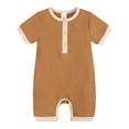 thumbnail image 1 of Akiihool Baby Boys Bodysuits Short Sleeve Baby Newborn Jumpsuit Footie Bunting Outwear Snowsuit Pajamas for Boys (Yellow,6-12 Months), 1 of 9