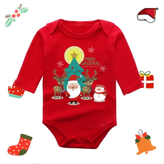 Akiihool Baby Boys Boys Bodysuits Long-Sleeve Boys Christmas Outfit (AC,6-9 Months)