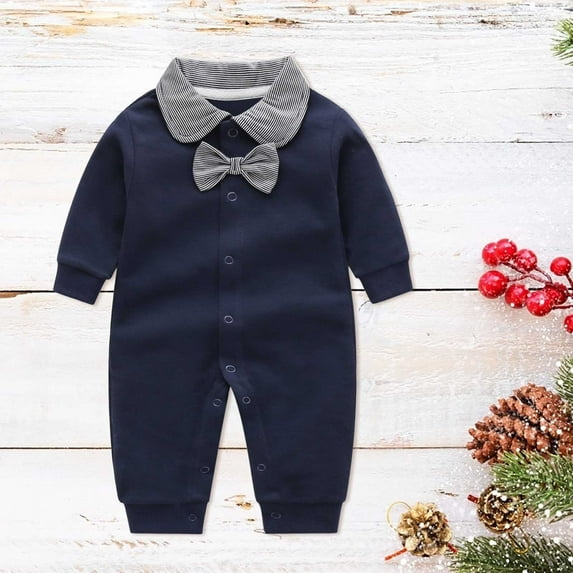 Akiihool Baby Boys Jumpsuit Ruffle Shoulder Straps Bodysuit Sleeveless Romper (Navy,0-3 Months)