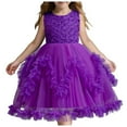 thumbnail image 1 of Akiihool Baby Girl Dresses Flower Girl's Dress Princess Puffy Tulle Dresses Bridesmaid Wedding Communion Birthday Party Pageant Maxi Prom Gown for Kids(Purple,24-36 Months), 1 of 9